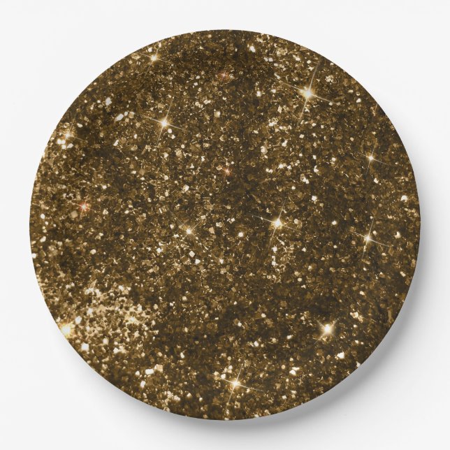 Holiday Black and Gold Imitate Glitzer Weihnachten Pappteller (Vorderseite)
