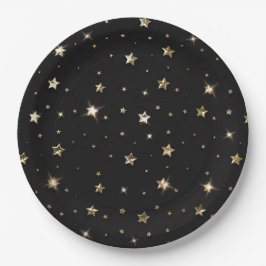 Holiday Black and Gold Imitate Metal Weihnachtssta Pappteller