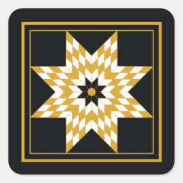 Holiday Black and Gold Star Celebration Motif Quadratischer Aufkleber