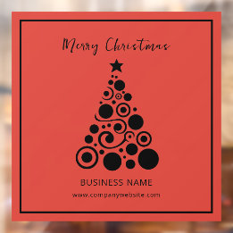 Holiday Black on Red Christmas Tree Business Fensteraufkleber