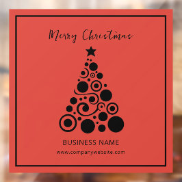 Holiday Black on Red Christmas Tree Business Fensteraufkleber