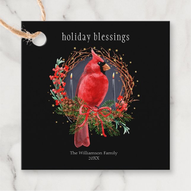 Holiday Blessing Wreath Weihnachten Weihnachten Ka Geschenkanhänger (Vorderseite)
