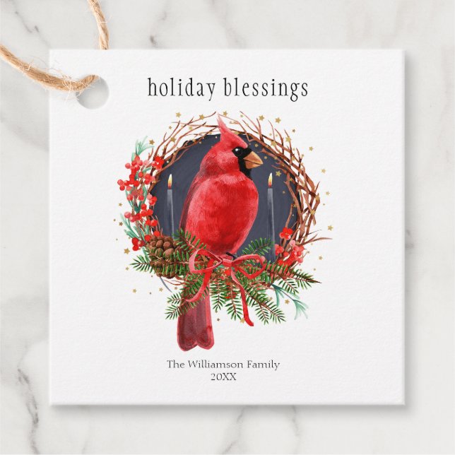 Holiday Blessing Wreath Weihnachten Weihnachten Ka Geschenkanhänger (Vorderseite)