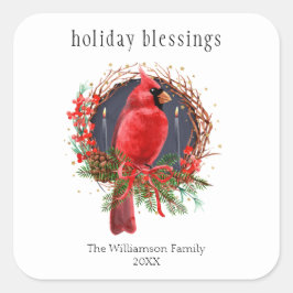 Holiday Blessing Wreath Weihnachten Weihnachten Ka Quadratischer Aufkleber