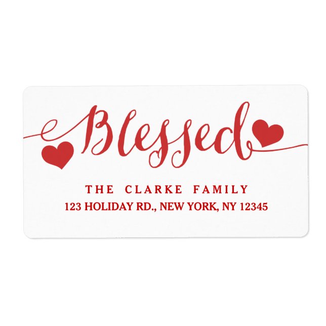 Holiday Blessings Red White | Adressenaufkleber (Vorne)