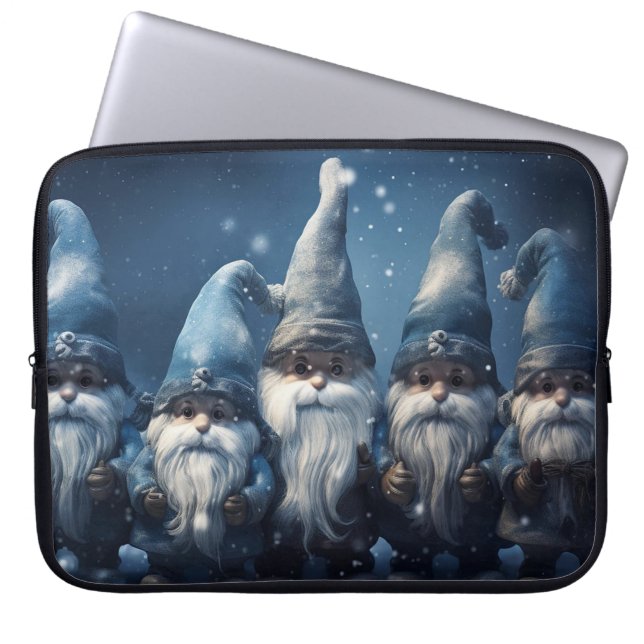 Holiday Blue Gnomes Winter Laptop Bag Laptopschutzhülle (Vorderseite)