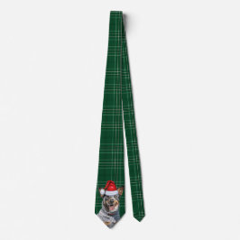Holiday Blue Heeler Dog Green Karierte Weihnachten Krawatte
