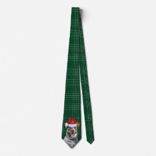 Holiday Blue Heeler Dog Green Karierte Weihnachten Krawatte