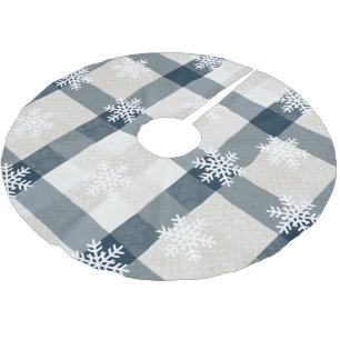 Holiday Blue Kariert Snowflake Weihnachtsbaum Rock Polyester Weihnachtsbaumdecke