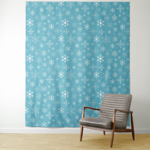 Holiday Blue Snowflake Muster Wall Tapestes Wandteppich