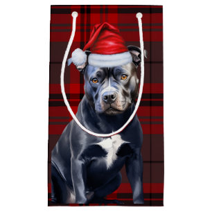 Holiday Bluenose Pitbull Dog Karierte Weihnachten Kleine Geschenktüte