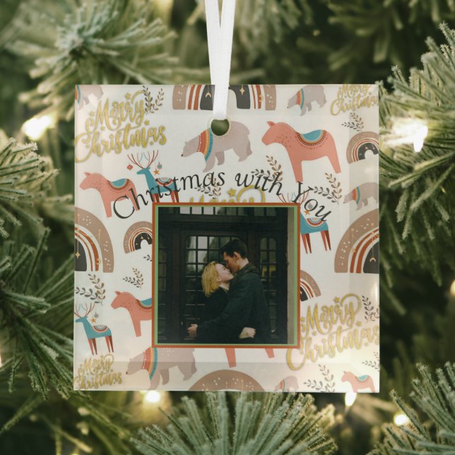 Holiday Boho Foto Theme Ornament Aus Glas (Insitu)