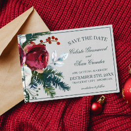 Holiday Bouquet Evergreen Foto Wedding Save The Date