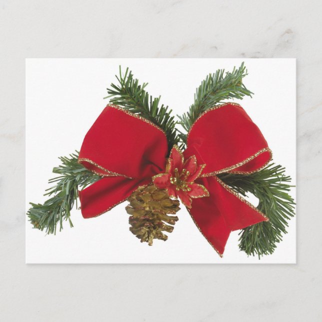 Holiday Bow Feiertagspostkarte (Vorderseite)