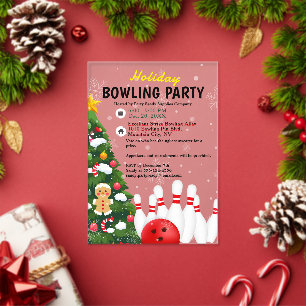 Holiday Bowling Party Weihnachtsbaum Acryleinladungen