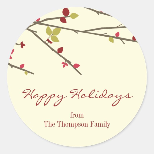 Holiday Branches Holiday Favor Stickers (Vorderseite)