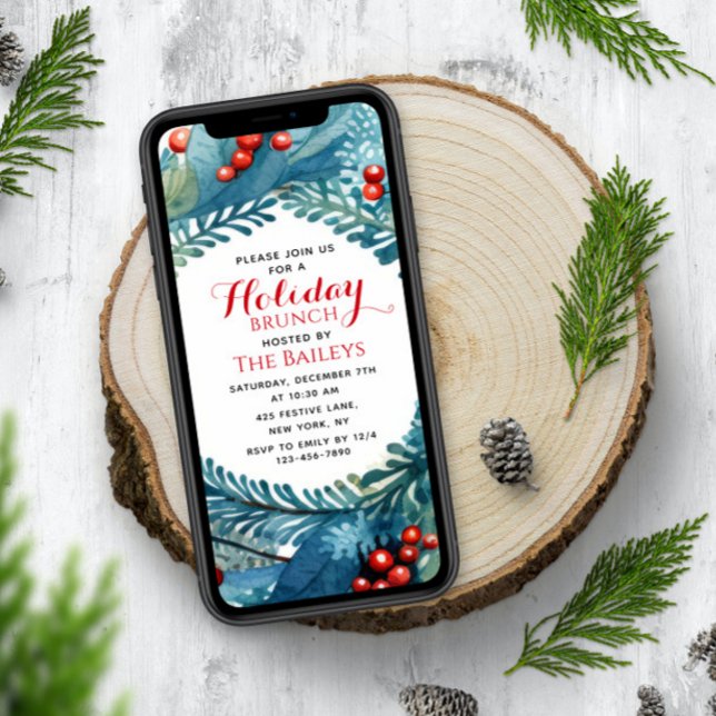 Holiday Brunch Elegantes Weihnachtsfest Einladung (Von Creator hochgeladen)