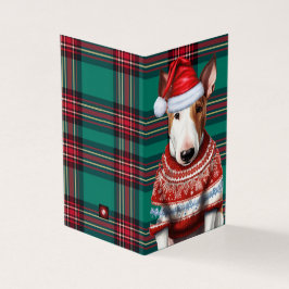 Holiday Bull Terrier Dog Red Green Kariert Weihnac