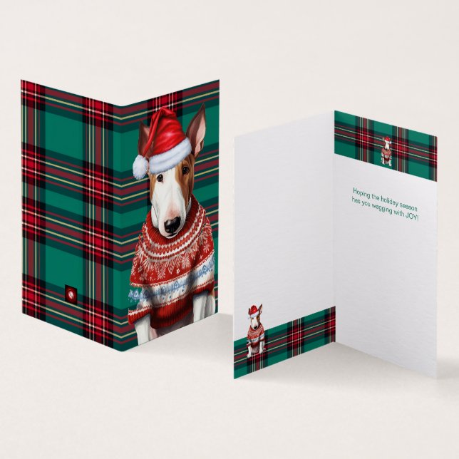 Holiday Bull Terrier Dog Red Green Kariert Weihnac (Innenseite und Außenseite)