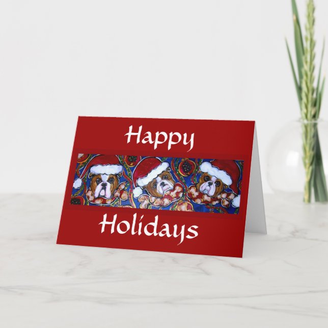 Holiday Bulldog Cards Feiertagskarte (Vorderseite)