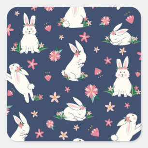 Holiday Bunnies Quadratischer Aufkleber