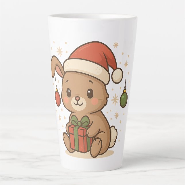 Holiday Bunny in Santa Hat Milchtasse (Vorderseite)