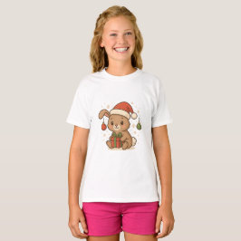 Holiday Bunny in Santa Hat T-Shirt