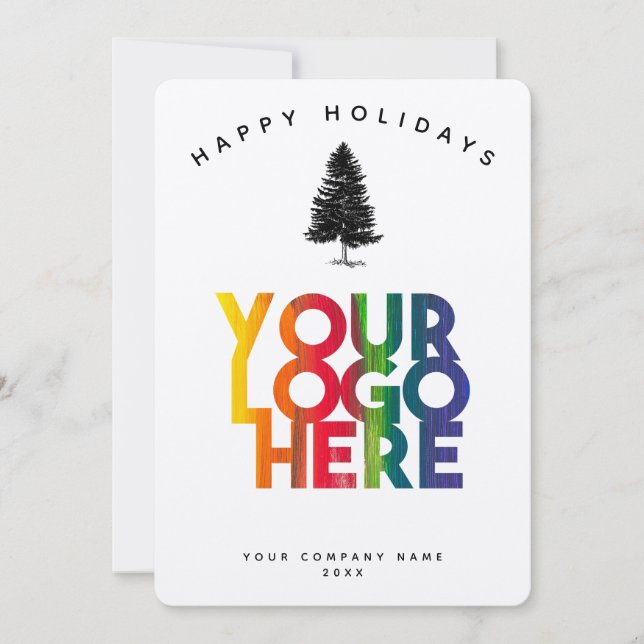 Holiday Business Logo Christmas Pine Tree Card (Vorderseite)