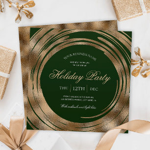Holiday Business Office Party Green & Gold Glitzer Einladung