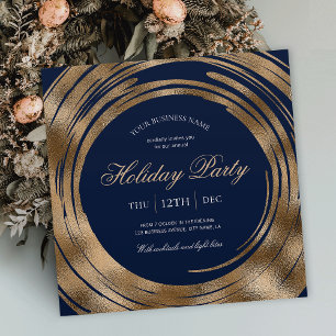 Holiday Business Office Party Navy & Gold Glitzer Einladung