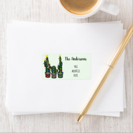 Holiday Cactus Tree Address Return Adressaufkleber