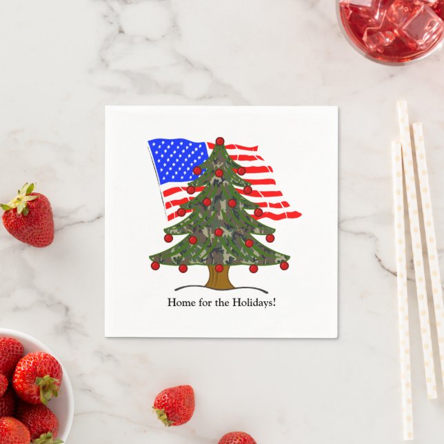 Holiday Camouflage Tree with USA Flag Christmas Serviette (Beispiel)