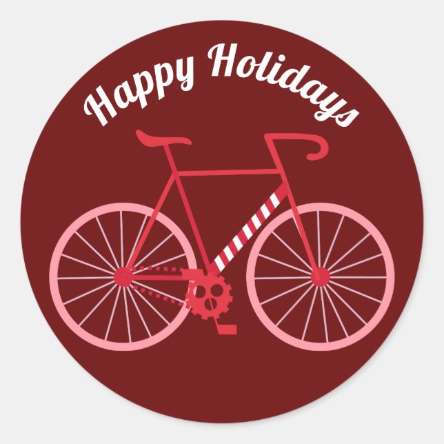 Holiday Candy Cane Bike Runder Aufkleber (Vorderseite)