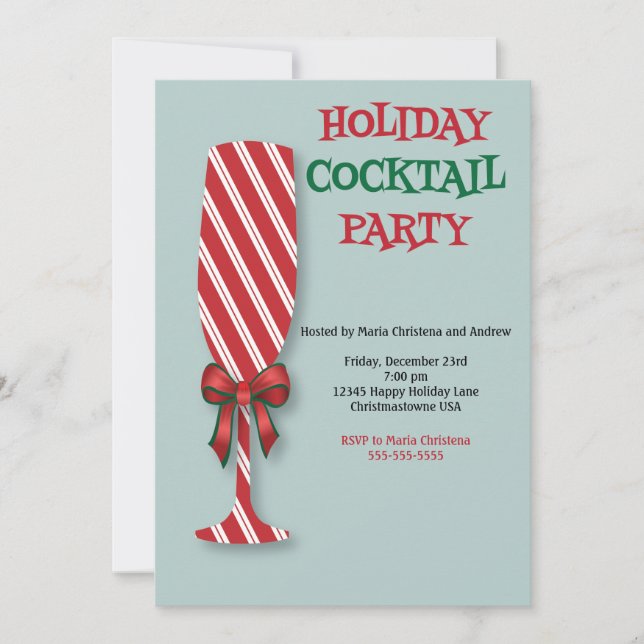 Holiday Candy Cane Cocktail Party Einladung (Vorderseite)