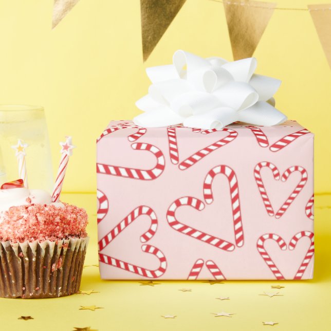 Holiday Candy Cane Hört Weihnachten Rosa Nahtlos Geschenkpapier (Geburtstagsparty)
