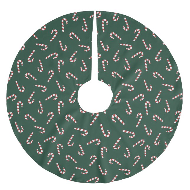 Holiday candy canes Dark Green Tree Skirt Polyester Weihnachtsbaumdecke (Vorderseite)