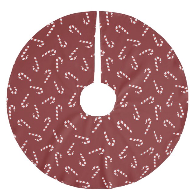 Holiday candy canes Dark Red Tree Skirt Polyester Weihnachtsbaumdecke (Vorderseite)