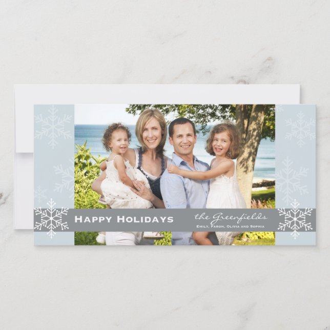 Holiday Card Blau und Grau Feiertagskarte (Vorderseite)