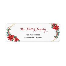 Holiday Card Poinsettia Rücksendeadresse