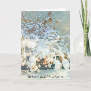 Holiday Card Snow Covered Hydrangea Tree Karte