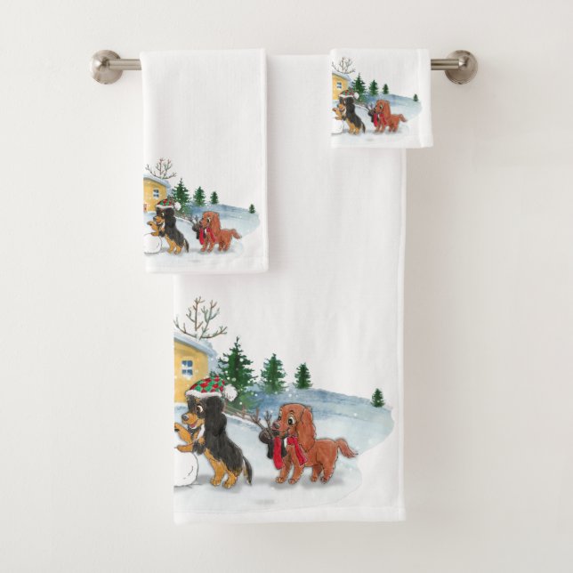 Holiday Cavalier King Charles Spaniel Badhandtuch Set (Insitu)