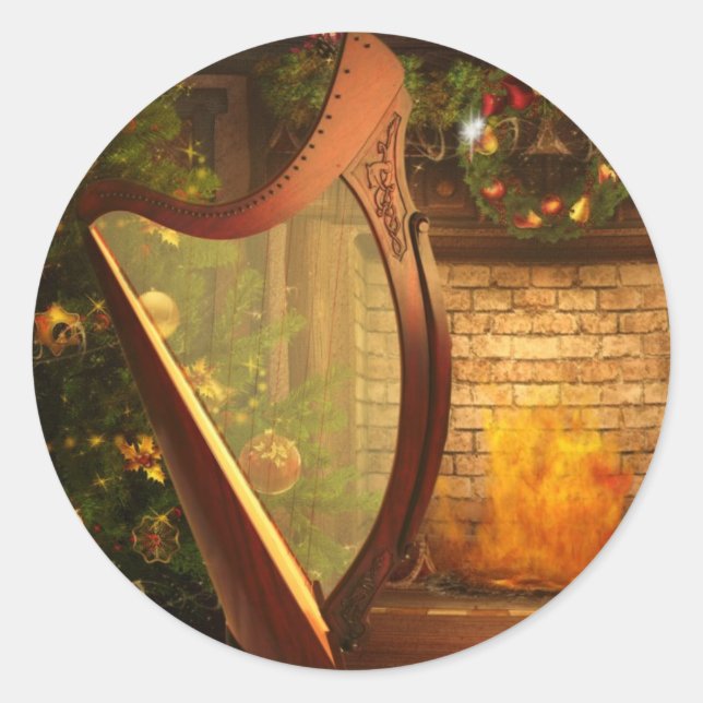 Holiday Celtic Harfe Sticker (Vorderseite)