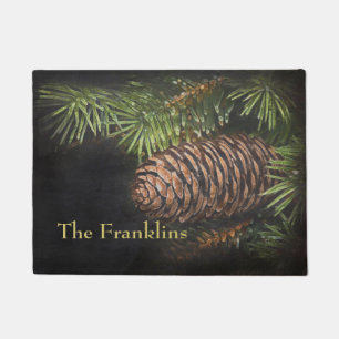 Holiday Chalk Gezeichnet Pinecone und Pine Needles Fußmatte
