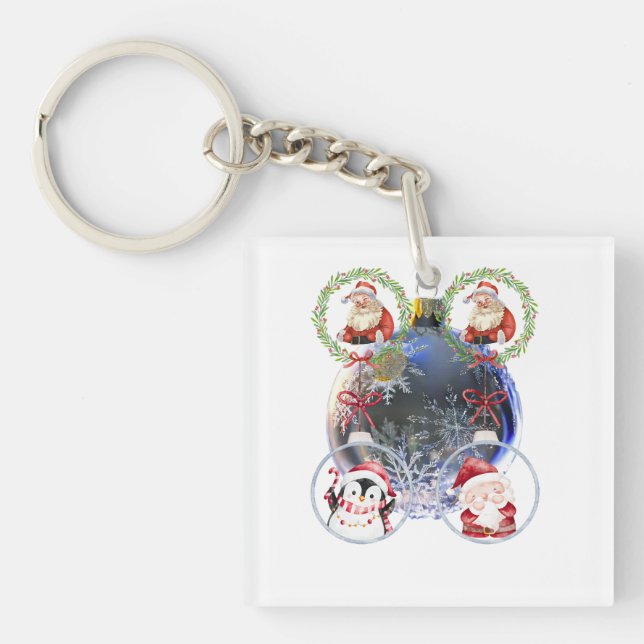 Holiday Characters on a Snowflake Ornament Schlüsselanhänger (Vorderseite)