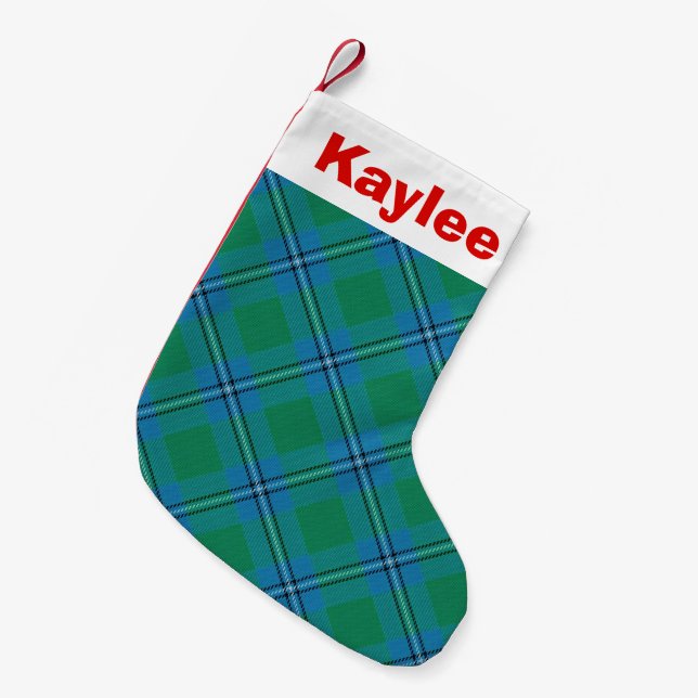 Holiday Charm Clan Irvine Irwin Tartan Kleiner Weihnachtsstrumpf (Vorderansicht (hängend))