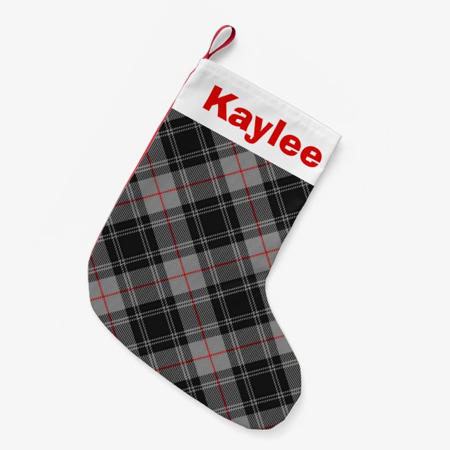 Holiday Charm Clan Moffat Tartan Kleiner Weihnachtsstrumpf (Vorderansicht (hängend))