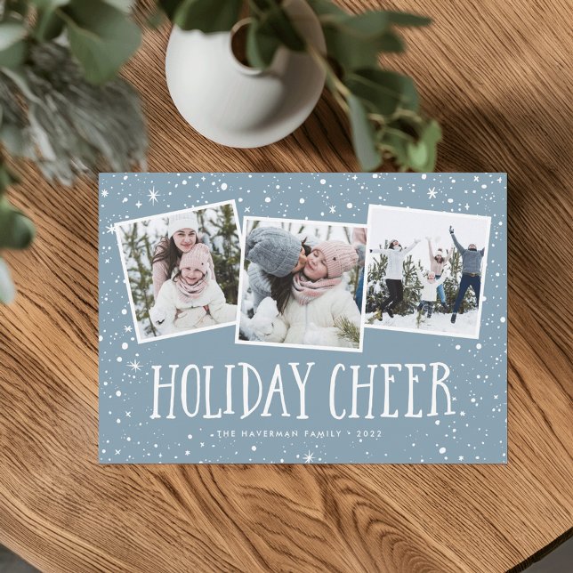 Holiday Cheer | 3 FotoCollage Feiertagskarte (Von Creator hochgeladen)