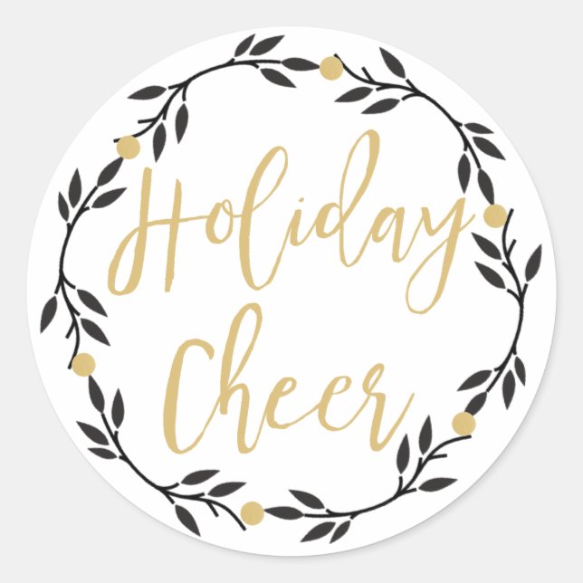 Holiday Cheer Black Kreath mit Goldberries, Runder Aufkleber (Vorderseite)
