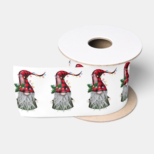 Holiday Cheer Gnome Ribbon Satinband (Spule)