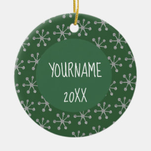 Holiday Cheer Hunter Green Snowflake Keramik Ornament